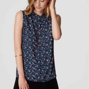 Loft Woodland Floral Ruffle Henley Top